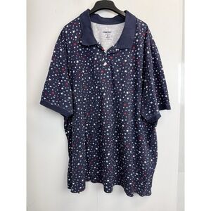 KingSize‎ Short Sleeve Polo Shirt Men's 4XL Navy Star Print Cotton Mesh